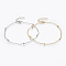 304 Stainless Steel Anklets, with Lobster Claw Clasps, Round Beads and Cable Chains, Mixed Color, 9 inch(230mm)