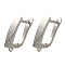 Rack Plating Brass Micro Pave Cubic Zirconia Hoop Earring Findings, Long-Lasting Plated, Lead Free & Cadmium Free, Platinum, 18x10.5x4mm, Hole: 1.4mm, Pin: 0.8x11mm