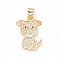 Brass Micro Pave Cubic Zirconia Pendants, Cadmium Free & Lead Free, Real 18K Gold Plated, Dog, Black, 18.2x13x4.5mm, Hole: 3.5x3mm