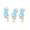 Alloy Enamel Pendants, Cadmium Free & Lead Free, Cat with Heart, Light Sky Blue, 24.5x8.5x2mm, Hole: 1.8mm