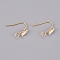 Brass Earring Hooks, Ear Wire, with Clear Cubic Zirconia and Horizontal Loop, Long-Lasting Plated, Real 14K Gold Plated, 16x13x3.5mm, Hole: 2mm, 20 Gauge, Pin: 0.8mm