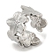 Non-Tarnish 304 Stainless Steel Open Cuff Ring, Flower, Stainless Steel Color, US Size 7 1/2(17.7mm)