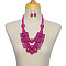 Wood Rectangle & Round Beaded Multilayer Necklaces & Dangle Earrings Sets, Medium Violet Red, 610mm