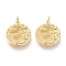 Brass Pendants, with Jump Rings, Long-Lasting Plated, Flat Round with Dragon, Golden, 20x17.5x3mm, Hole: 3.5mm