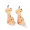 Animal Shape Flocky Resin Pendants, Cute Animal Charms with Platinum Plated Iron Loops, Giraffe, 32.5x10x18mm, Hole: 2mm