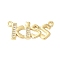Brass Micro Pave Clear Cubic Zirconia Links, Word Connector Charms, Cadmium Free & Lead Free, Real 18K Gold Plated, 13x31x2.5mm, Hole: 1.8mm