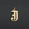 304 Stainless Steel Pendants, with Jump Ring, Old English, Letter, Laser Cut, Golden, Letter.J, 16.5x9.5x1mm, Hole: 3mm