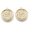 Brass Coin Pendants, Nickel Free, Flat Round, Real 18K Gold Plated, 16x14.5x1.5mm, Hole: 1mm