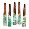 Transparent Resin & Walnut Wood Big Pendants, with Gold Foil, Trapezoid Charms, Light Sea Green, 69.5x10x3.5mm, Hole: 2mm