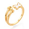 Butterfly Brass & Shell Cup Peg Ring Settings, Adjustable Ring Settings for Half Drilled Beads, Cadmium Free & Nickel Free & Lead Free, Real 18K Gold Plated, 8~9mm, US Size 6(16.5mm), Pin: 0.8mm