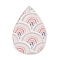 Printed Opaque Acrylic Pendants, Teardrop with Fan, 49.5x32.5x1.5mm, Hole: 1.6mm