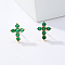 Exquisite Cross Brass Cubic Zirconia Stud Earrings, Golden, 10x9mm