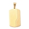 304 Stainless Steel Pendants,  PVD Vacuum Plating, Rectangle Charm, Real 18K Gold Plated, 36x20x2.5mm, Hole: 8.5x5mm