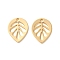 Brass Pendants, Leaf Charms, Real 18K Gold Plated, 14x11x1mm, Hole: 1.2mm