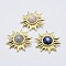 Natural Mixed Stone Pendants, with Brass Findings, Sun, Golden, 23.5x23x5mm, Hole: 2.5x4mm