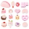 64Pcs 16 Style Resin Cabochons, Cake & Biscuit & Cookie & Macarons & Donut & Ice Cream, Pink, 4pcs/style