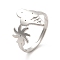 Non-Tarnish 201 Stainless Steel Sun & Ice Cream Adjustable Ring for Women, Stainless Steel Color, US Size 6 3/4(17.1mm)