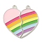 Alloy Enamel Split Pendants, Cadmium Free & Lead Free, Platinum, Heart, Rainbow, 33x34x1.5mm, Hole: 2.2mm