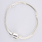 Brass European Style Bracelets for Jewelry Making, Cadmium Free & Lead Free, Silver Color Plated, 160x3mm