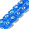 Handmade Evil Eye Lampwork Beads Strands, Oval, Royal Blue, 13~14x9.5~10x5~6mm, Hole: 1.4mm, about 28pcs/strand, 14.88 inch(37.8cm)