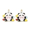 Alloy Enamel Pendants, Golden, Panda Charm, Pink, 33x29.5x1mm, Hole: 1.8mm