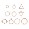 10Pcs Alloy Open Back Bezel Pendants and Links, Filling Accessories, for Epoxy Resin, Resin Jewelry Making, Mixed Shapes, Rose Gold, 10~22x10~22mm