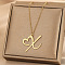 304 Stainless Steel Heart Initial Pendant Necklaces for Women Men, Golden, Letter X, 15.75~17.72 inch(40~45cm)