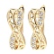Brass Micro Pave Cubic Zirconia Hoop Earring, Hollow Infinity, Light Gold, 17x6.5x10.5mm