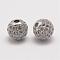 Brass Micro Pave Cubic Zirconia Beads, Round, Platinum, 8.5x8mm, Hole: 1.5mm