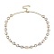 Brass Clear Cubic Zirconia Flat Round & Rectangle Cup Chain Necklaces for Women, Real 18K Gold Plated, 16.14 inch(41cm)
