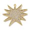 Rack Plating Brass Micro Pave Clear Cubic Zirconia Pendants, Long-Lasting Plated, Lead Free & Cadmium Free, Sun Charms, Real 18K Gold Plated, 27.5x29.5x2mm, Hole: 1.2mm