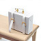 Mini Wood Leather Suitcase, Micro Landscape Dollhouse Accessories, Pretending Prop Decorations, White, 45x40x20mm