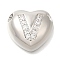 Rack Plating Brass Micro Pave Cubic Zirconia Pendants, Cadmium Free & Lead Free, Heart with Letter A~Z Charms, Platinum, Letter V, 14.5x16x6mm, Hole: 3mm