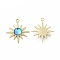 Rack Plating Alloy Pendants, Sun Charms, with Resin, Light Gold, Cadmium Free & Nickel Free & Lead Free, Cornflower Blue, 28x25x5mm, Hole: 1.8mm