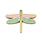 304 Stainless Steel Enamel Charms, Dragonfly Charm, Real 14K Gold Plated, Pink, 12x15x1mm, Hole: 0.7mm