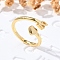 Brass Cuff Rings for Women, Letter, Letter H, Inner Diameter: 15.6mm