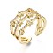 Brass Micro Pave Clear Cubic Zirconia Cuff Rings, Open Rings, Wide Band Rings, Nickel Free, Star, Real 16K Gold Plated, Inner Diameter: 17mm