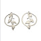 Brass Pendants, Ring with Leaf, Matte Platinum, 29x21x3mm, Hole: 1mm
