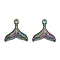 Ion Plating(IP) 304 Stainless Steel Charms, Textured, Fishtail, Rainbow Color, 26x25x3mm, Hole: 2.5mm