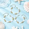 3Pcs 3 Styles Natural Freshwater Shell Beads & 304 Stainless Steel Connector Charms Link Bracelets for Women, Shell Shape & Heart & Flower & Star, Real 18K Gold Plated, 7-3/4 inch(19.6~19.8cm), 3pcs/set