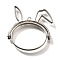 Rabbit Rotatable Alloy Swivel Open Back Bezel Pendants, For DIY UV Resin, Epoxy Resin, Cadmium Free & Nickel Free & Lead Free, Platinum, 35x33.5x3.5mm, Hole: 1.4mm