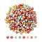 300pcs 2 Styles Opaque Mixed Color Acrylic Beads, Metal Enlaced, Flat Round with Letters, Golden Plated, 7x3.5~4mm, Hole: 1.5~1.8mm