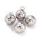 Tarnish Resistant 304 Stainless Steel Charms, Round, Textured, Stainless Steel Color, 10.8x8mm, Hole: 1.8mm