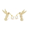 Rack Plating Brass Micro Pave Clear Cubic Zirconia Stud Earrings for Women, Cadmium Free & Lead Free, Long-Lasting Plated, Bird, Real 18K Gold Plated, 23x22mm