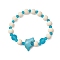Synthetic Turquoise & Wood & Glass Beaded Stretch Bracelets for Boys Girls, Dolphin, Inner Diameter: 1-3/4 inch(4.4cm), Dolphin: 13x20mm