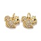 Autumn Theme Brass Micro Pave Clear & Black Cubic Zirconia Charms, Squirrel, Golden, 12x12.5x2mm, Jump Ring: 5x0.8mm, Inner Diameter: 3.4mm