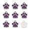 Alloy Enamel Charms, with Glitter Powder, Dog Paw Prints, Platinum, Dark Orchid, 17.7x16.6x2mm, Hole: 2mm
