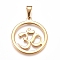 Yoga 304 Stainless Steel Pendants, Ring with Aum/Om Symbol, Golden, 33.5x30x1.5mm, Hole: 10x4.5mm