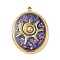 304 Stainless Steel Epoxy Resin with Natural Shell and Sequins Inside Pendants, Oval with Shell Shape Charms, Real 18K Gold Plated, PVD Vacuum Plating, Purple, 25x19.5x3mm, Hole: 1.5mm