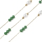 304 Stainless Steel Cable Chains, with Glass & ABS Imitation Pearl, Ion Plating(IP), Real 18K Gold Plated, Soldered, with Spool, Round with Oval, Green, 9.5x3.5mm, about 32.81 Feet(10m)/Roll